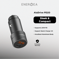 ENERGEA Alu Drive PD20 + USB-C PD20 + USB-A QC3.0 Duo Port Aluminium 38W Car Charger - Gunmetal