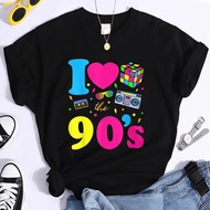 90s Fashion T-Shirt CasualWanita Classic 90s T-Shirt LooseWanita