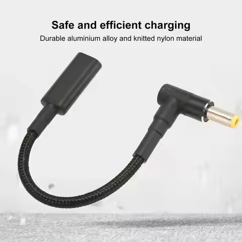 Laptop Charging Adapter USB C to DC 5.5x2.5mm Adapter Nylon Knitted 100W Dual Chip Safe USB C Female