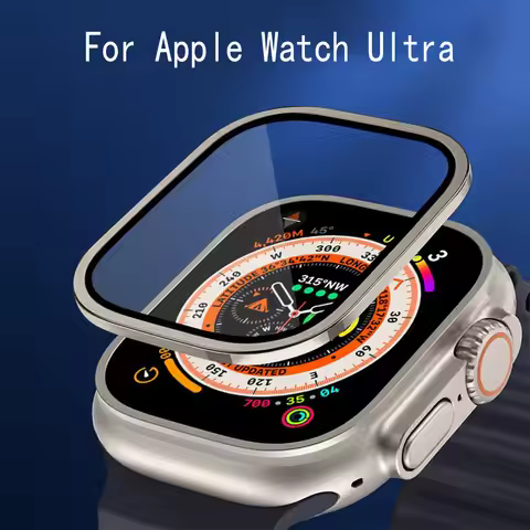 Metal Bumper+Tempered Glass For Apple Watch Ultra 49mm Accessories Screen Protector Anti-Scratch HD 
