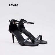 Lovito Elegant Heels Plain Pointed Toe Soft Leather Summer High Heels for Women LFA50233