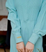 Gamis hermosa motif shuriken wardah-gamis wardah jumbo-pakaian wanita biru wardah yoris caltri embos