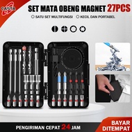 CASTA Set 27 Pcs Mata Obeng Bor Magnet Holesaw + 3 Batang Panjang + Adaptor 8 9 10mm Baja CRV Tahan 