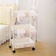 Multi-layer Mobile Storage Rack รถเข็นขาตั้งบ้านเตียงหอพักขนมขบเคี้ยวเครื่องสําอางค์ชั้นวางสําหรับขอ