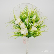 Handmade Green Plant Flower Crafts Group Fan Wedding Decoration Lace Bride Wedding Wedding Factory D