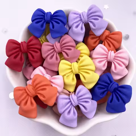 Resin Kawaii Colorful Painted Cartoon Bowknot Flatback Stone Figurine 20PCS Scrapbook DIY Decor Home