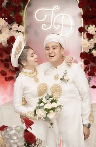 Áo dài hỏi cưới cặp áo dài cô dâu áo dài rễ full set kèm mấn cao cấp