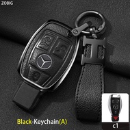 ZOBIG Quality leather Key Fob Cover for Mercedes Benz Car Key Case Shell with Keychain Fit For 2019-