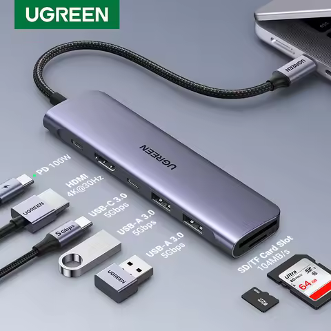 UGREEN USB C HUB Type C 3.1 to HDMI 4K SD TF PD 100W Adapter For Macbook iPad Pro Air M2 M1 PC Acces
