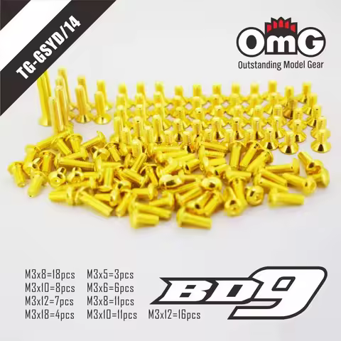 OMG YOKOMO Golden Screw Kit M3 for RC Car 1/10 BD9 BD10 YD2-Z YZ-4/SF2 YZ-2/DTM3/CAL3/T/EX2/E/EPlus/