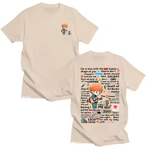 Ed Sheeran Graffiti Pattern Tshirt New Fashionable Casual Women Men Clothes Y2k Cotton T-shirts Fash