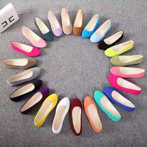 Woman Casual Round Toe Cute Flats Flock Mocasines Ballerina Church Flats Female Suede Elegant Soft S