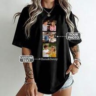 Y2K Style Loose Women's T-Shirt, Upload Your Selfie/Friends/Pets Photo/Couple Photo, Minimum Order 1