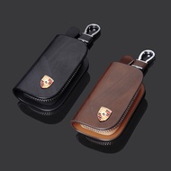 Leather Key Wallet Car Key Bag Multi Function Key Case for Porsche 911 718 Boxster Cayman Panamera C