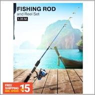Set Rod Pemancing dan Reel Fishing Rod and Reel Set Pancing Ikan Udang Mesin Batang Kail