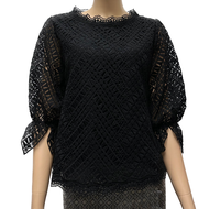 เสื้อลูกไม้คอตตอนสวมหัว ซับในลินิน ซิปข้าง ผู้ใหญ่ อก 38" 40" 42" 44" 46" 48" 50" อินกะออย In Ka Oil