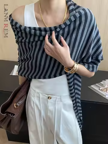 [LANMREM] Elegant French Style Shawl For Women Versatile Accessories Knit Triangle Wrap 2025 Autumn 