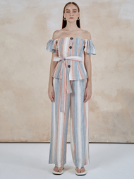 COCO SIN - Áo Trẹt Vai Sọc Kèm Belt