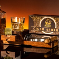 Premium Wooden Cigar Ashtray Set with Cigar Cutter, Drawer, and Slot - The Ultimate Cigar Accessorie