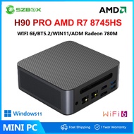 【HOT】SZBOX H90 PRO AMD Ryzen7 8745HS DDR5 M.2 2280 BT 5.2 8K 4TB 2*RJ45 2.5G WiFi 6E MINI PC