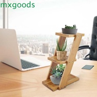 MXGOODS Flower Pot Holder Desktop Plant Decoration Plant Pots Gardening Bamboo Wood Holder