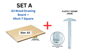 A3 Drawing Board Waterproof Bag T Ruler 45cm A3 Slot Hole Wood Board T Square Sekolah Teknik Kejurut