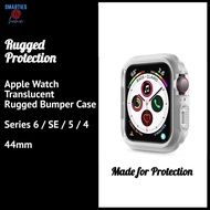 Translucent White Rugged Bumper Case for Apple Watch Series 6 / SE / 5 / 4 . (44mm)