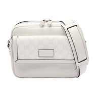 【二手】Gucci GG Supreme 小號斜背包 795464 白色 PVC 塗層帆布皮革 GG Supreme 小號單肩包