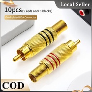 10pcs Rca Plug Audio Video Locking Cable Connector Rca Male Female Connector Palam Penyambung Rca