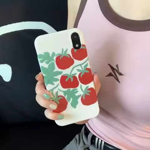 Japanese and Korean Minimalist Cartoon Tomato Phone Case For iPhone 17 air 16 15 14 13 12 11 Pro XR 