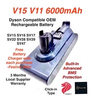 Dyson V11 V15 SV15 SV16 SV17 SV22 SV29 SV47 Compatible OEM Rechargeable Battery 6000mAh for Dyson va