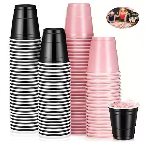 100pcs 2oz Plastic Shot Cups Mini Disposable Shot Glasses Small Party Cups For Wedding Graduation Wh