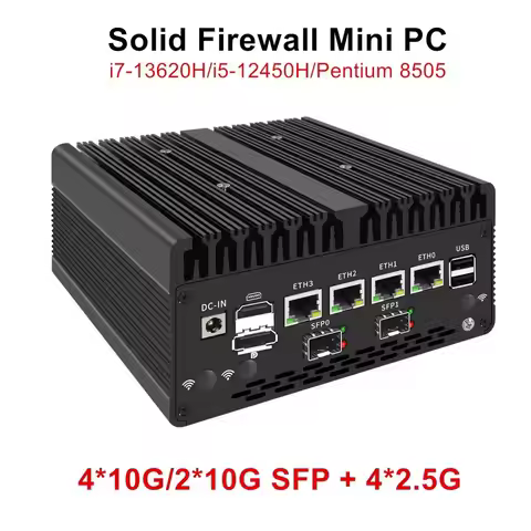Topton New 4xi226-V 2.5G Firewall Mini PC 4*/2*10G SFP+ Intel i7 13620H 8505 2*DDR5 NVMe Industrial 