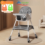Otomo Premium Quality Adjustable Baby Highchair Removeable Tray with 4 Wheel High Chair 儿童餐椅
