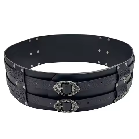Spartacus Viking Retro Leather Belt Medieval Embossed Warrior Soldier PU O Ring Renaissance Knight B