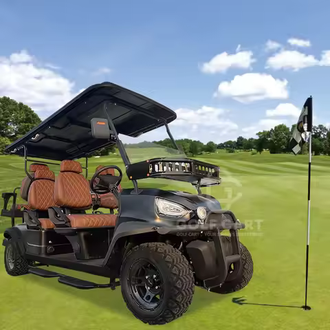 New Design Electric Four Wheeler Solar Power Golf Car 6 Passenger Golf Cart 48v Lithium Ion Battery 