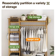 BuyerPick 80cm / 170cm / 190cm Bamboo Clothes Rack Hanger Floor Standing Wardrobe Bedroom Home Hangi
