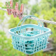 HUAYUEJI 30Pcs Clothes Pegs, Plastic With Basket Laundry Clothespin, Small Windproof Hanging Pegs Cl