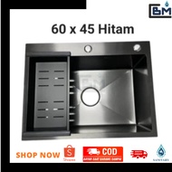 Minimalist kitchen sink size 60 x 45 cm black