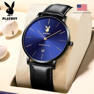 HOT ； PLAYBOY USAยี่ห้อนาฬิกาดั้งเดิมสำหรับMan 2023ขายสแตนเลสUltraบาง2-PinนาฬิกาMulticolorวันที่แสดง