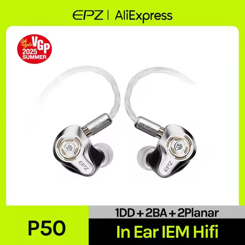 EPZ P50 HiFi Wired Headphones IEMS 1DD+2BA+2Planar Hybrid Drivers 3.5/4.4 L-Shaped Replaceable Plug 
