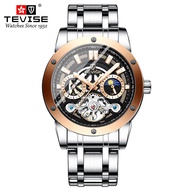 T866A TEVISE อัตโนมัติเต็มรูปแบบใหม่ล่าสุดฟังก์ชั่นแสงจันทร์นาฬิกากลไกของผู้ชายนาฬิกาเรืองแสงกันน้ำ