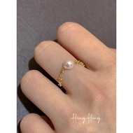 Japan Akoya Seawater Pearl Ring 18K Gold Lace Ring Adjustable