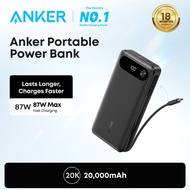 【Hot】ANKER Laptop Power Bank 20,000mAh Travel Essential Portable Charger with Built-in USB-C Cable, 