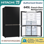HITACHI 645L 4 Black glass Door inverter Refrigerator with Vacuum Compartment R-WB700VM2 ( replace R-WB850P5M )  peti sejuk 电冰箱
