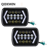 ไฟหน้าโปรเจคเตอร์ LED 55W 7x6 นิ้ว 5X7 นิ้ว ไฟสูง-ต่ำ พร้อมวงแหวน DRL ไฟ LED H4 สำหรับรถยนต์ Jeep Wr