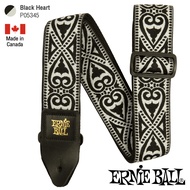 ERNIE BALL® P05345 Black Heart Guitar Strap สายสะพายกีตาร์ 3in1 ลวดลายศิลปะ สำหรับกีตาร์โปร่ง/กีตาร์