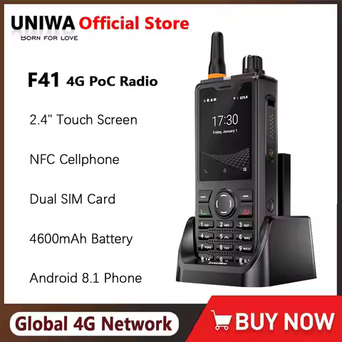 UNIWA F41 4G Rugged Phone Android 8.1 Global Network 4600mAh POC Walkie Talkie Zello 2.4" Touch Scre