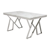 SB Design Square KONCEPT FURNITURE โต๊ะอาหารขาเหล็กท๊อปหิน รุ่น Apollo สีขาว (150x90x75.5 ซม.)
