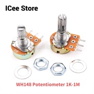 5Pcs WH148 Potentiometer B Type 3Pin 15mm Shaft with Nuts and Washers Variable Resistor Potentiomete